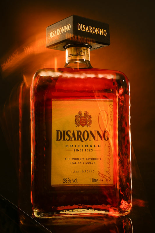 A bottle of disaronno originale italian liqueur