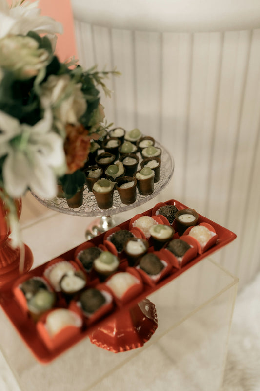 Assortment of chocolates and sweets on a platter